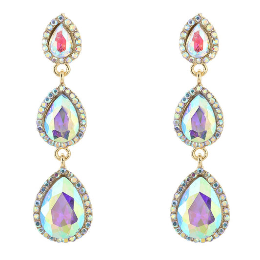 Oorbellen Crystal Party Triple goud multi