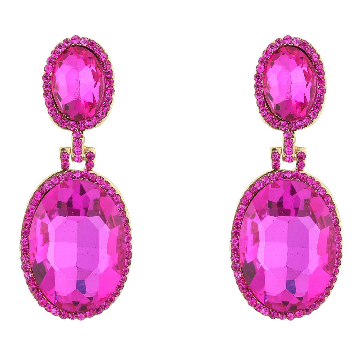 Oorbellen Crystal Party goud fuchsia