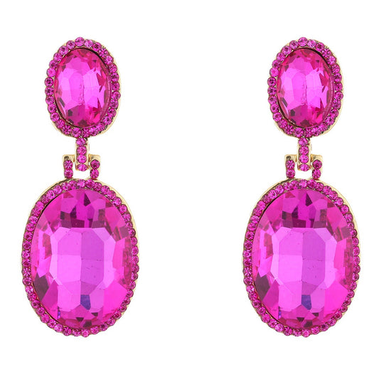 Oorbellen Crystal Party goud fuchsia