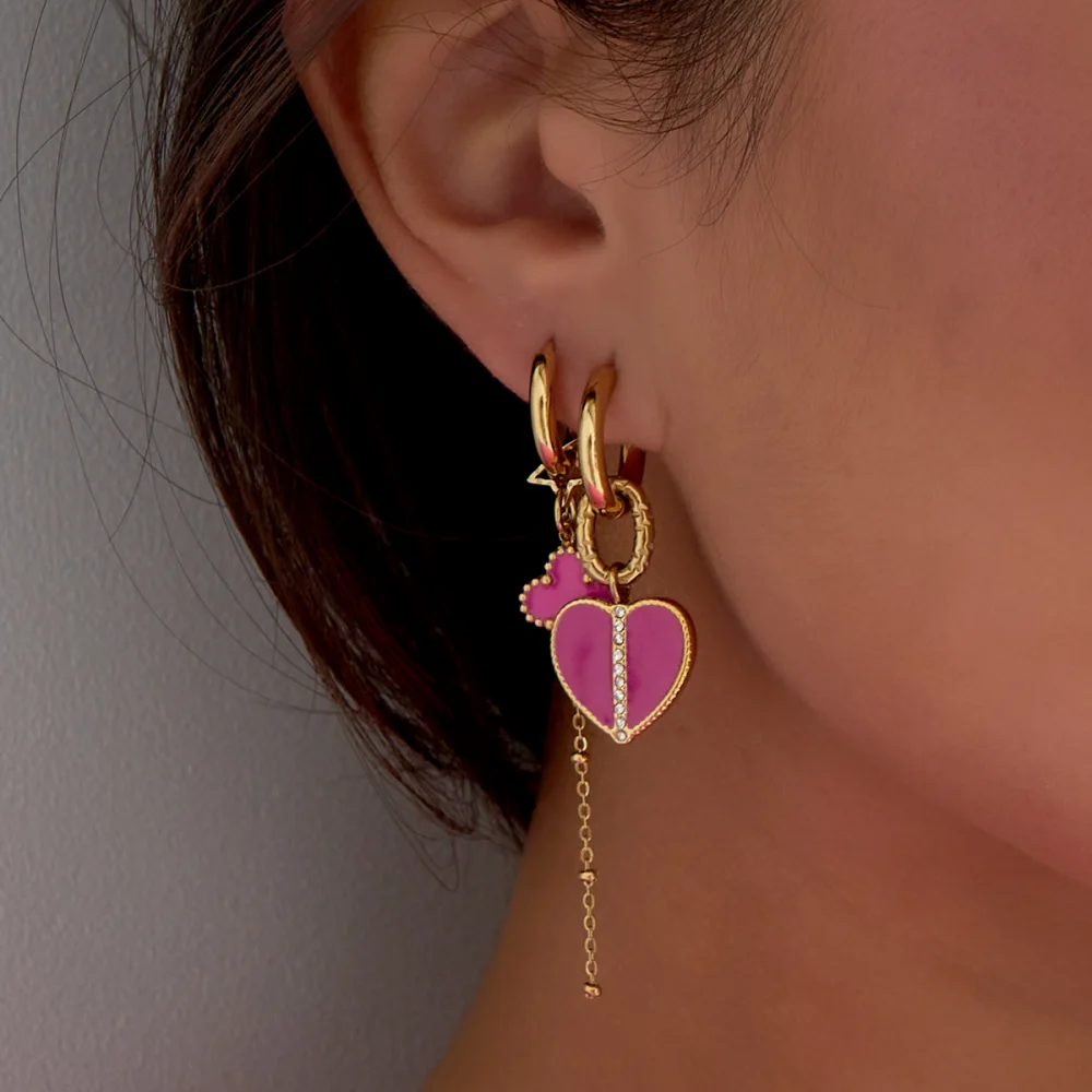 Oorbellen Dancing Dare goud roze detail