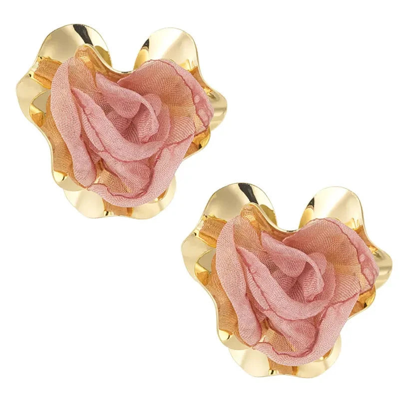 Oorbellen Donker Statement goud roze