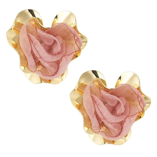 Oorbellen Donker Statement goud roze
