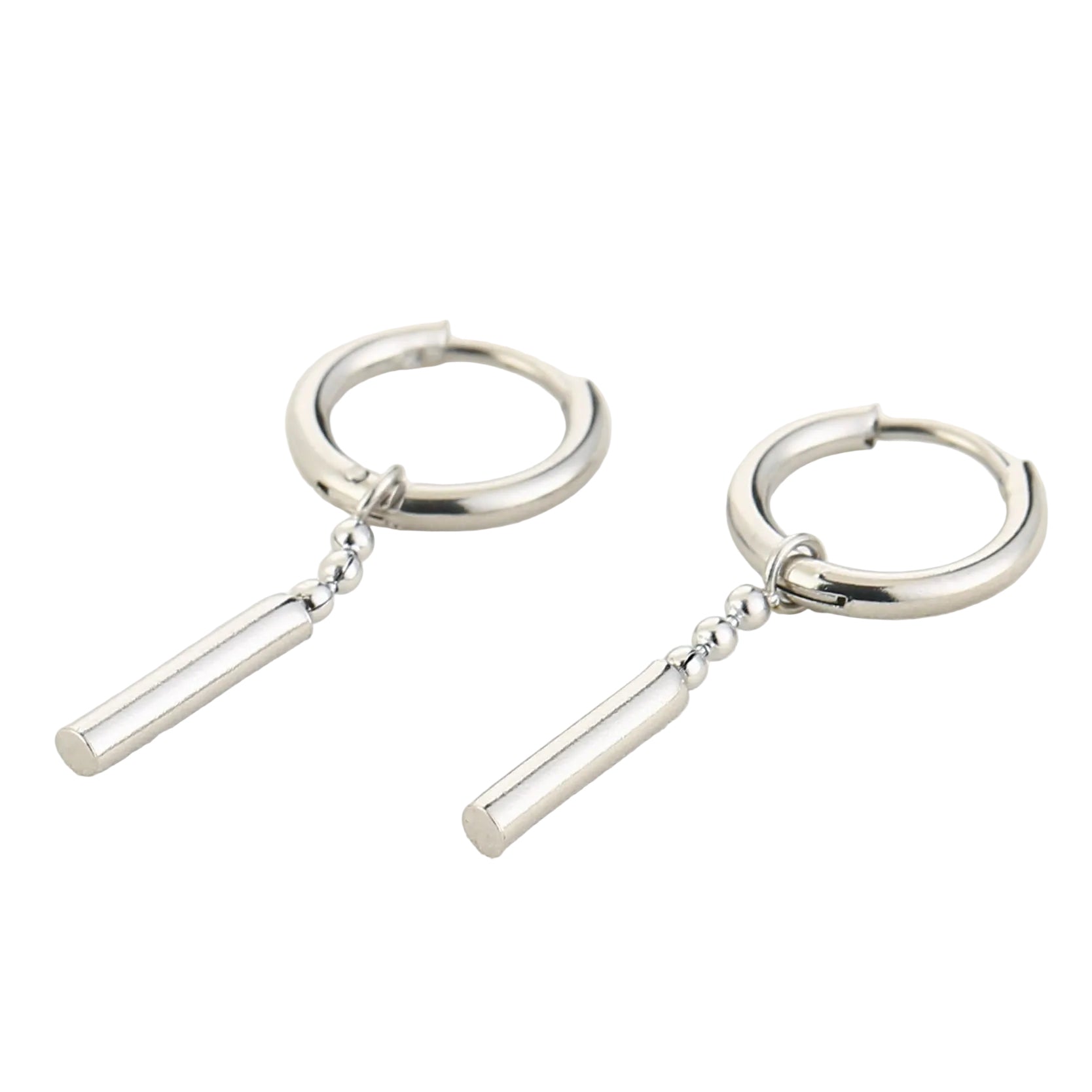 Oorbellen Dotted Bar zilver liggend