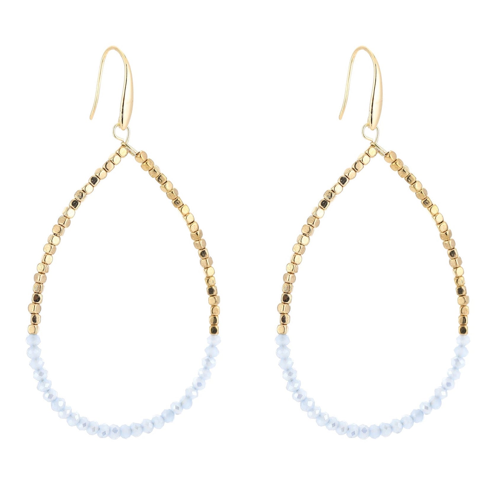 Oorbellen Druppel Double goud blauw
