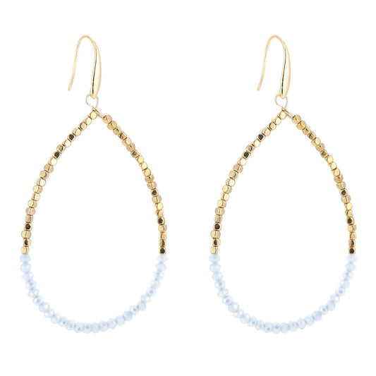 Oorbellen Druppel Double goud blauw