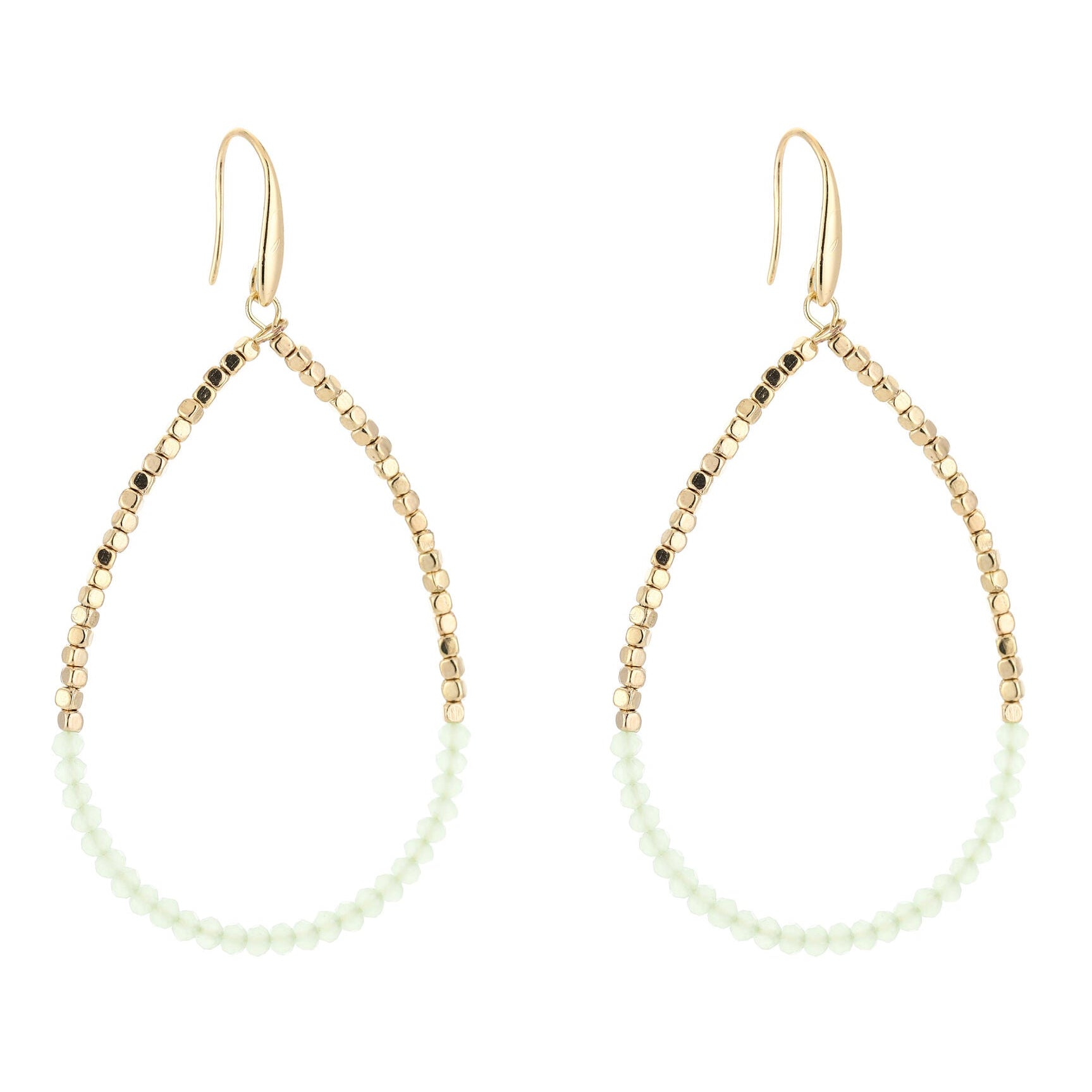 Oorbellen Druppel Double goud groen