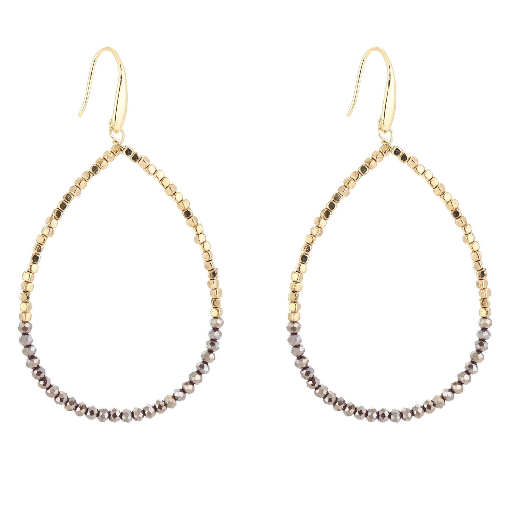 Oorbellen Druppel Double goud paars