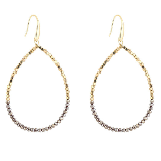 Oorbellen Druppel Double goud paars