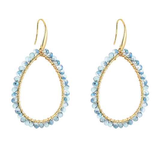 Oorbellen Druppel Kralen goud blauw