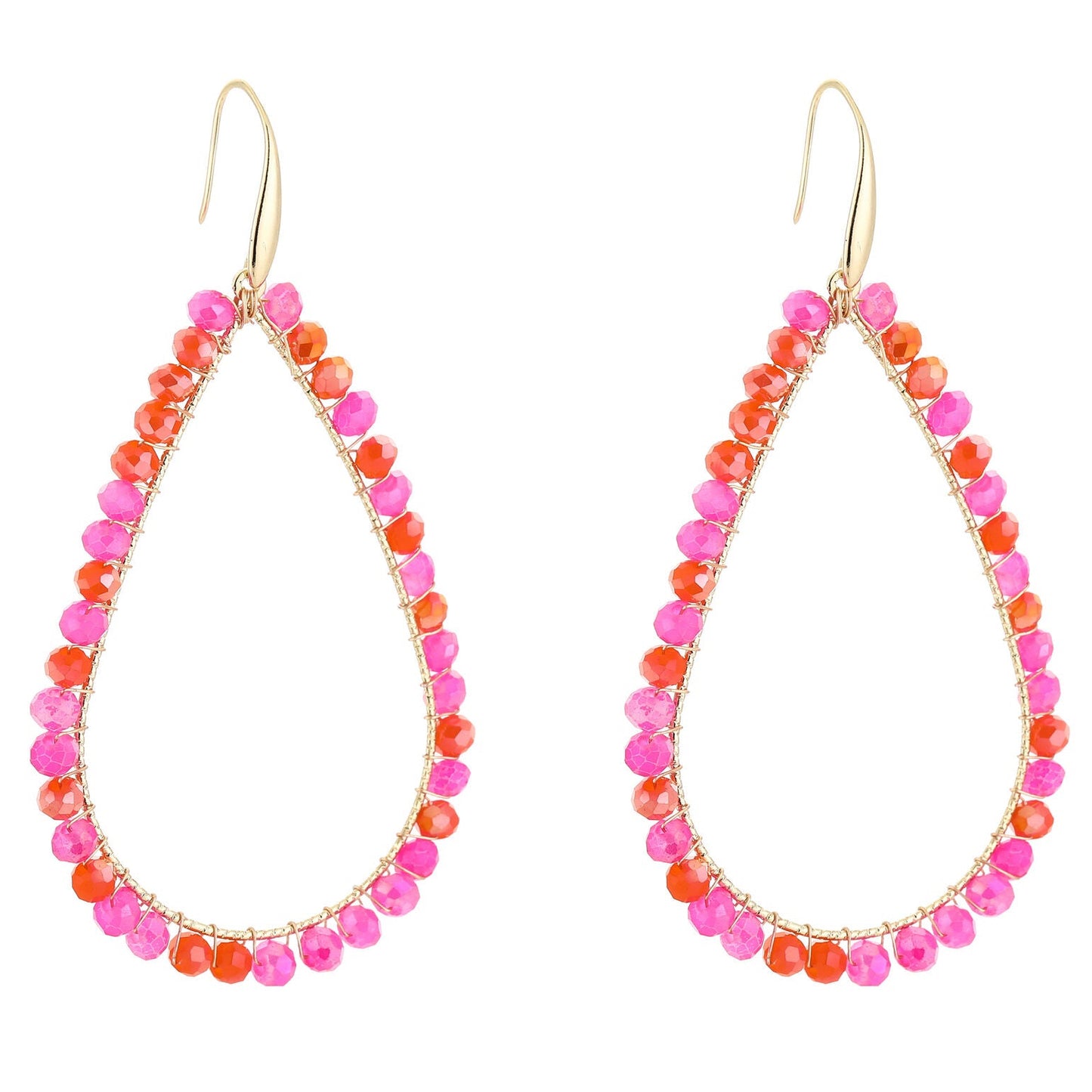 Oorbellen Druppel goud fuchsia