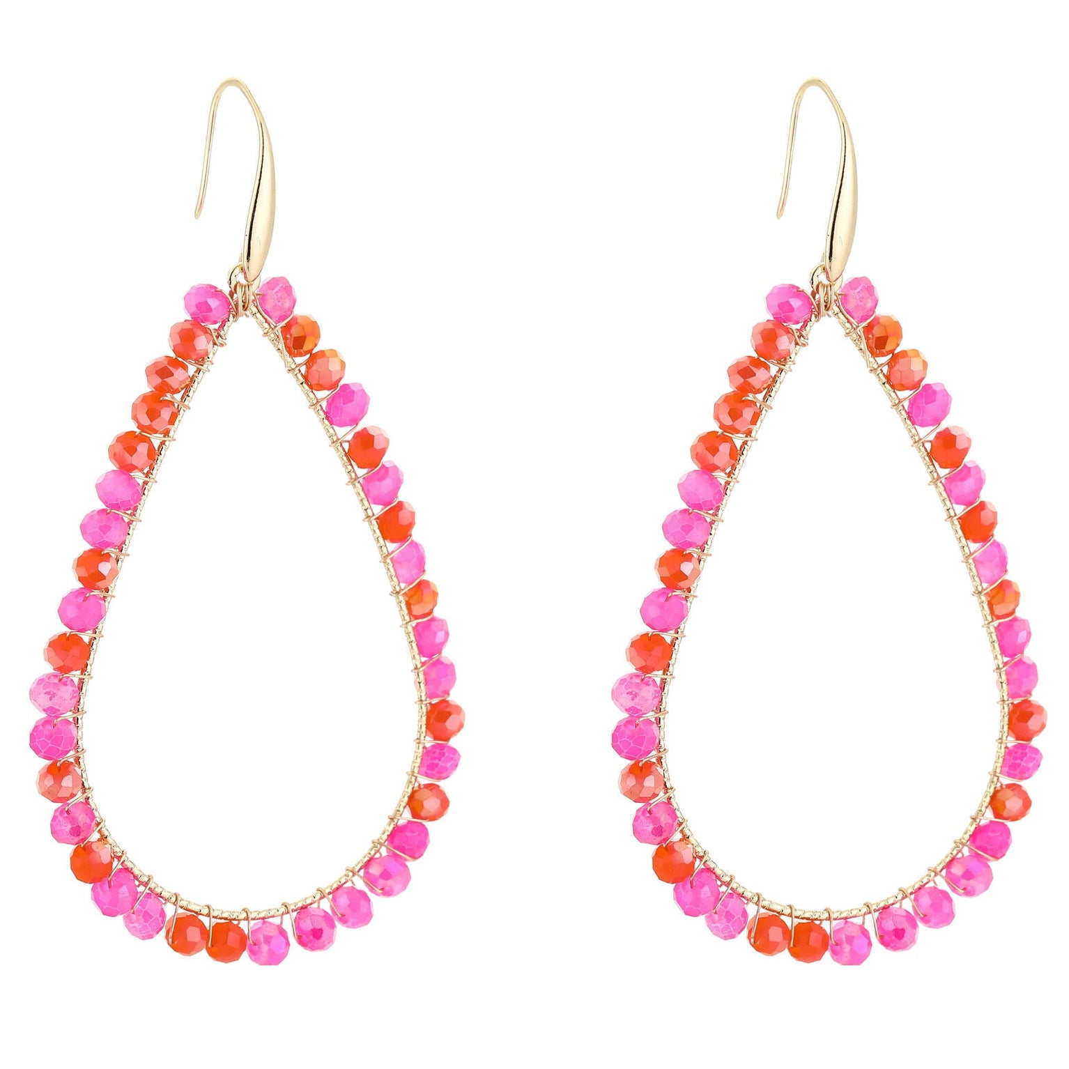 Oorbellen Druppel goud fuchsia