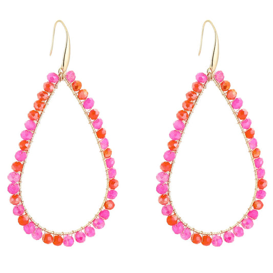 Oorbellen Druppel goud fuchsia