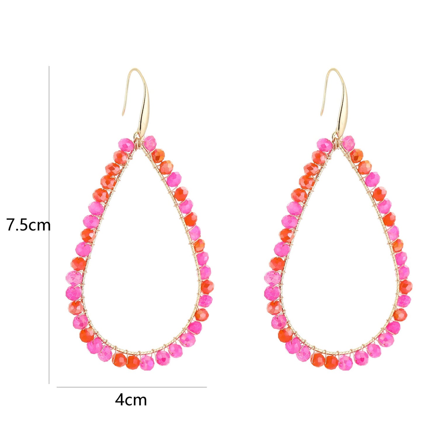Oorbellen Druppel goud fuchsia maat