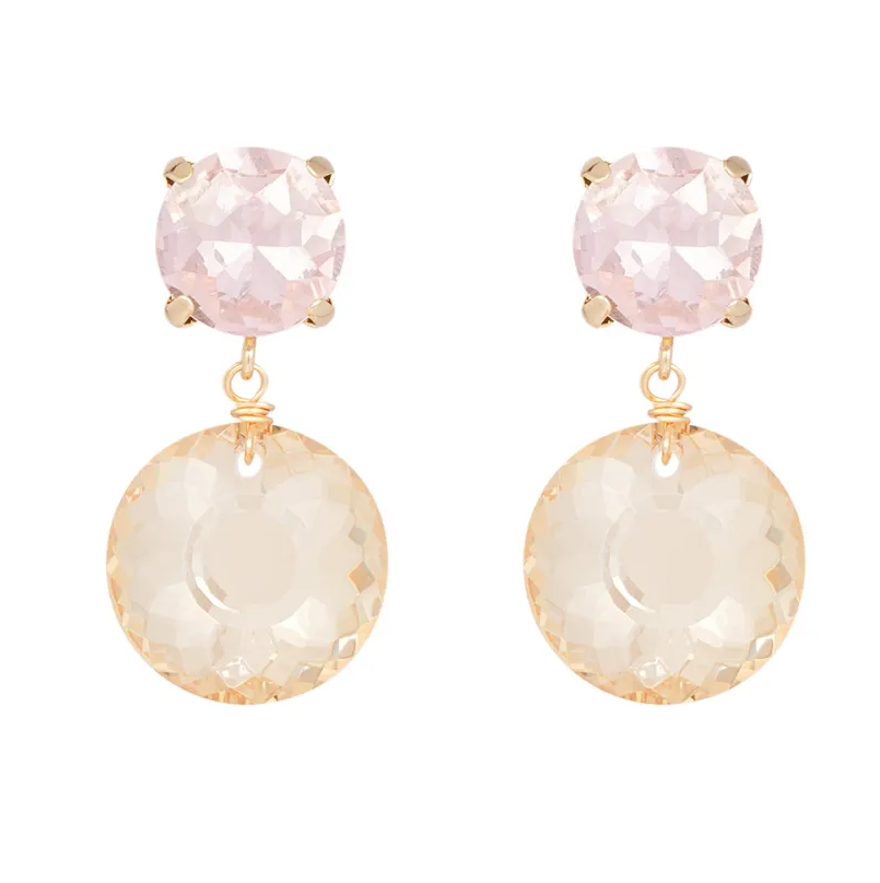 Oorbellen Dubbele Diamanten goud roze