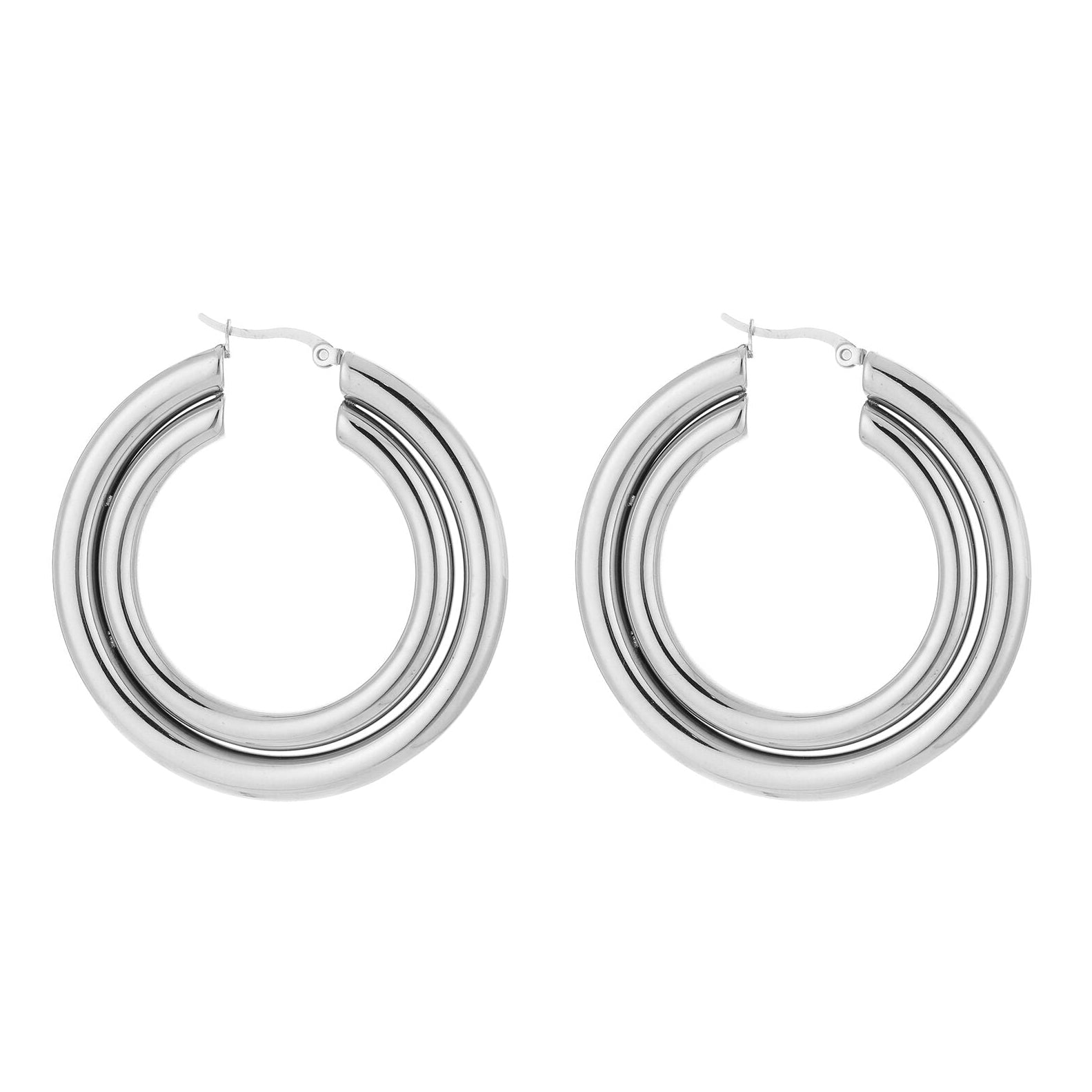 Oorbellen Dubbele Hoops zilver