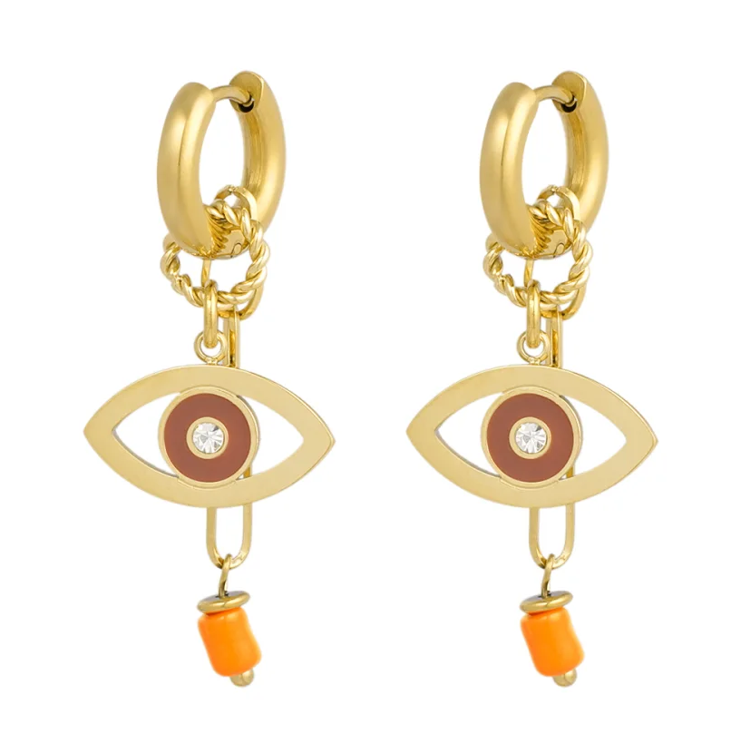 Oorbellen Eye See You goud bruin
