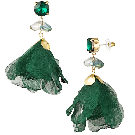 Oorbellen Fall Rose goud groen