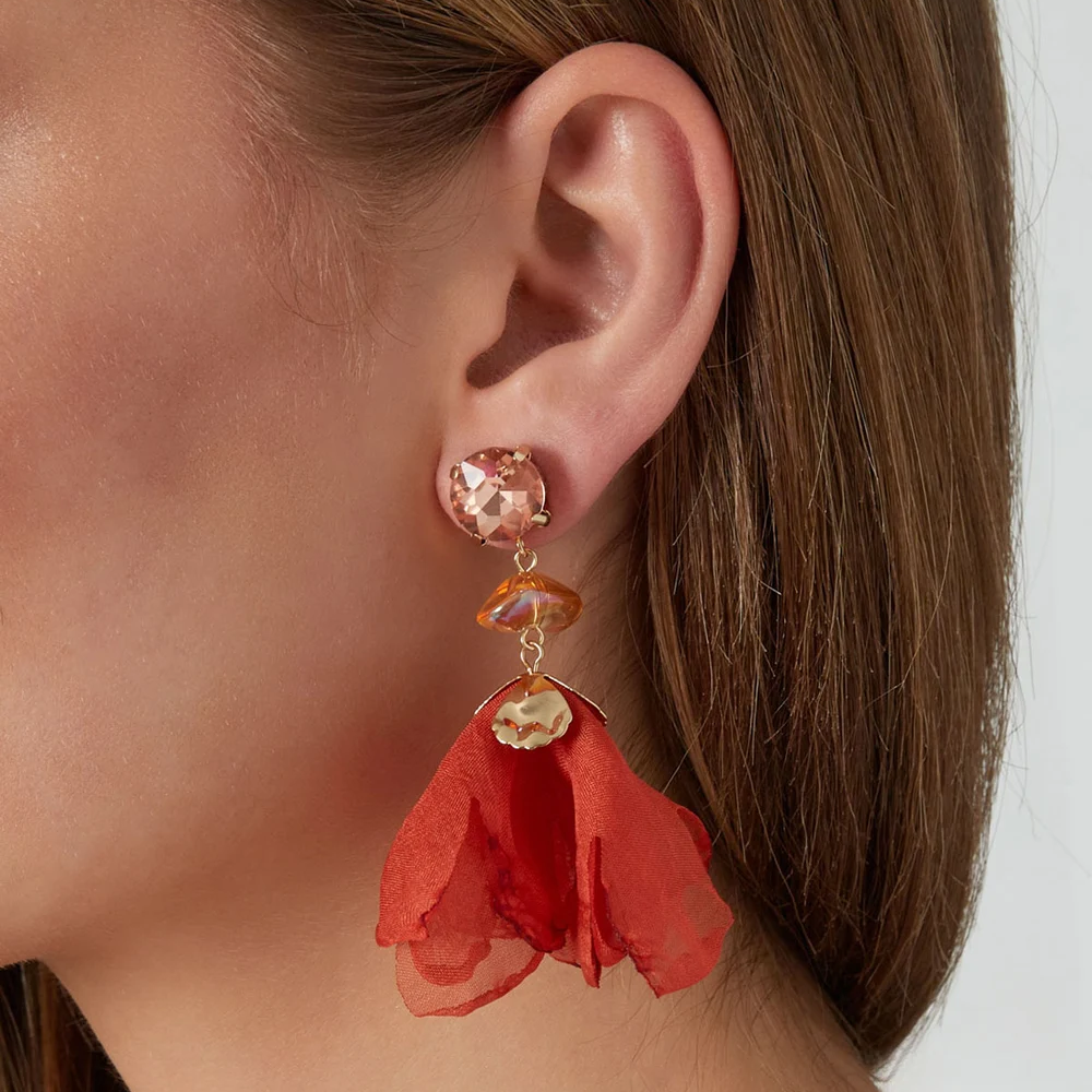 Oorbellen Fall Rose goud oranje sfeer
