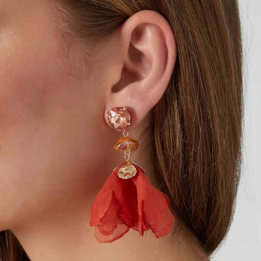 Oorbellen Fall Rose goud oranje sfeer