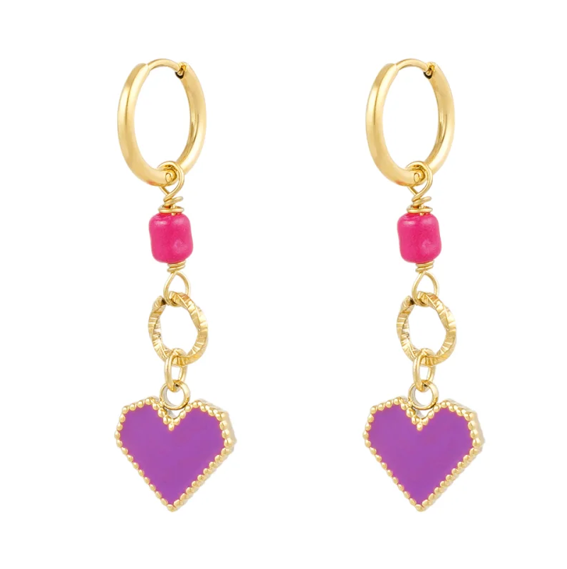 Oorbellen Finding Love goud paars