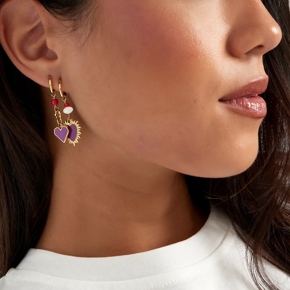 Oorbellen Finding Love goud paars model