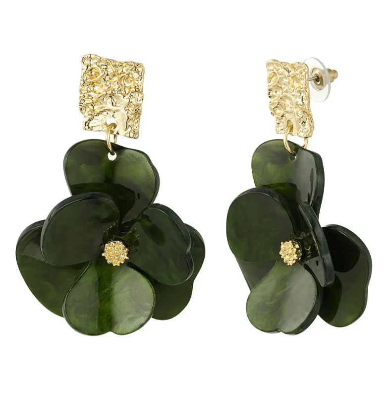 Oorbellen Flower Magic goud groen
