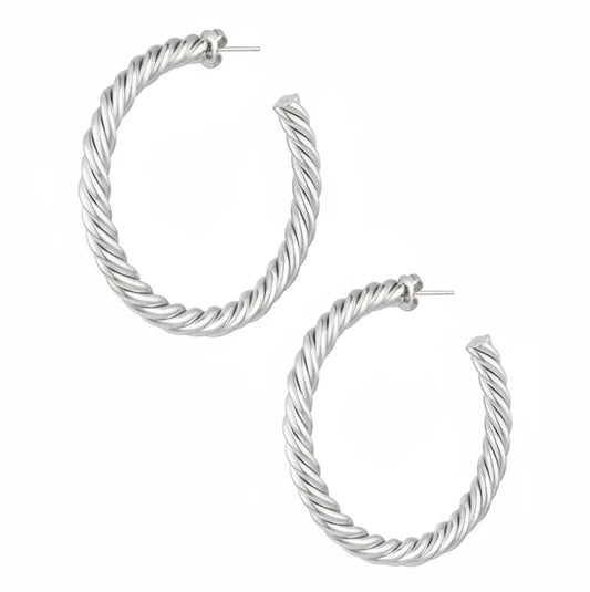 Oorbellen Gedraaid Dik zilver