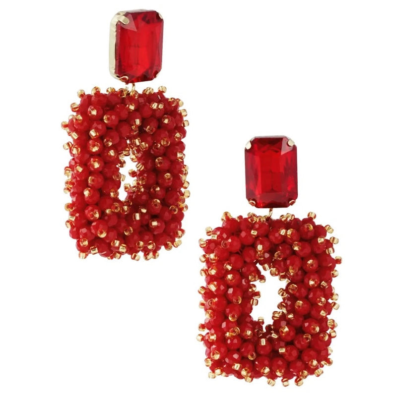 Oorbellen Glam Party goud rood