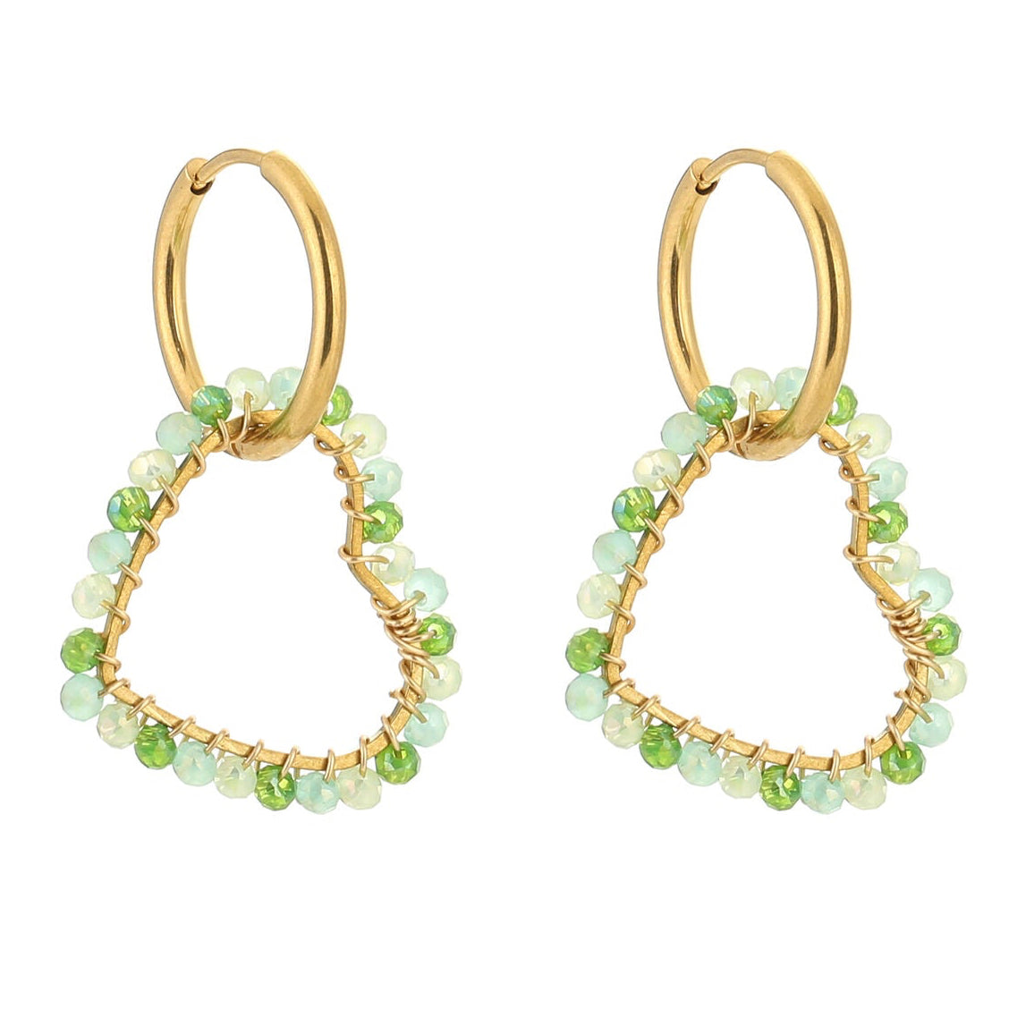 Oorbellen Handmade Love goud mint
