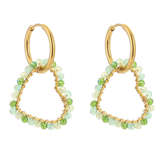 Oorbellen Handmade Love goud mint