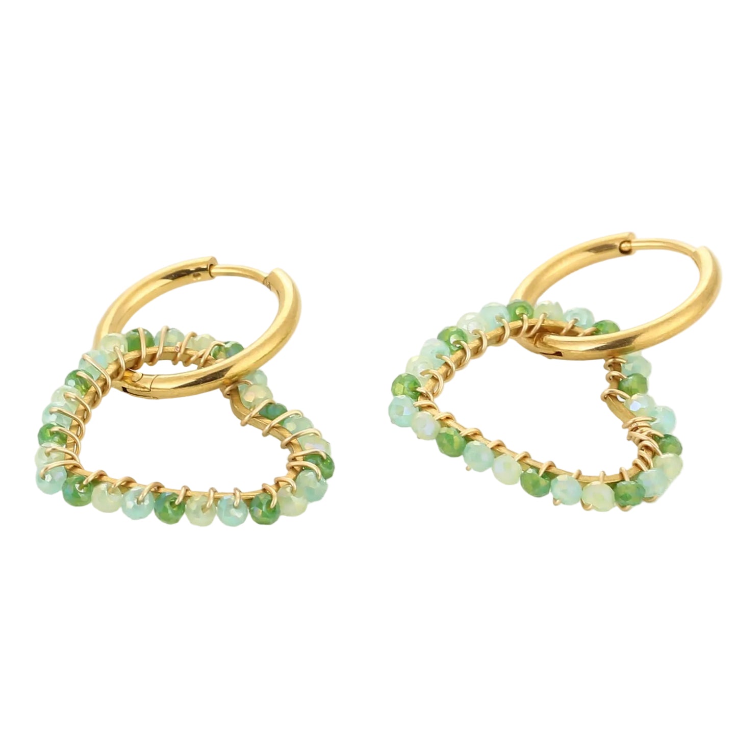 Oorbellen Handmade Love goud mint liggend