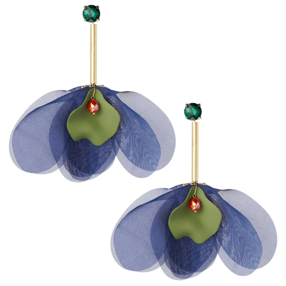Oorbellen Happy Days goud blauw