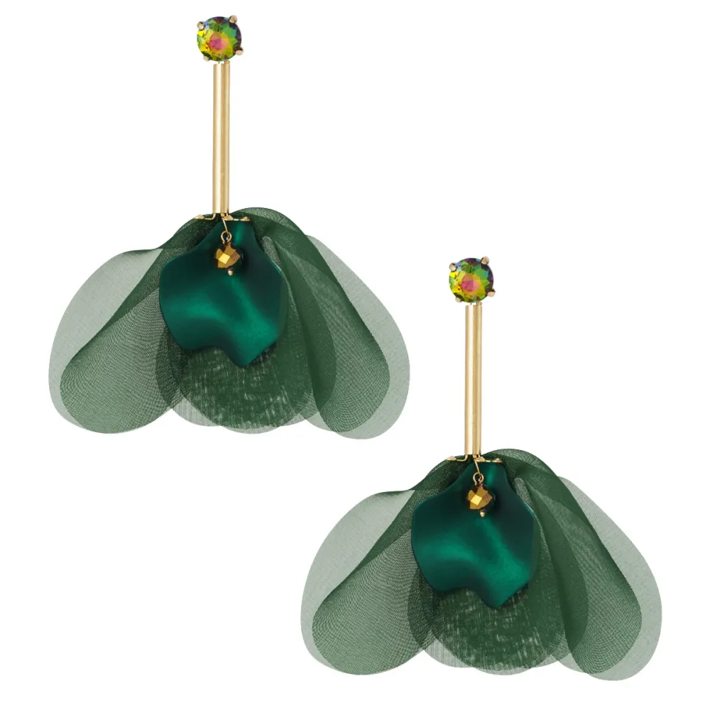 Oorbellen Happy Days goud groen