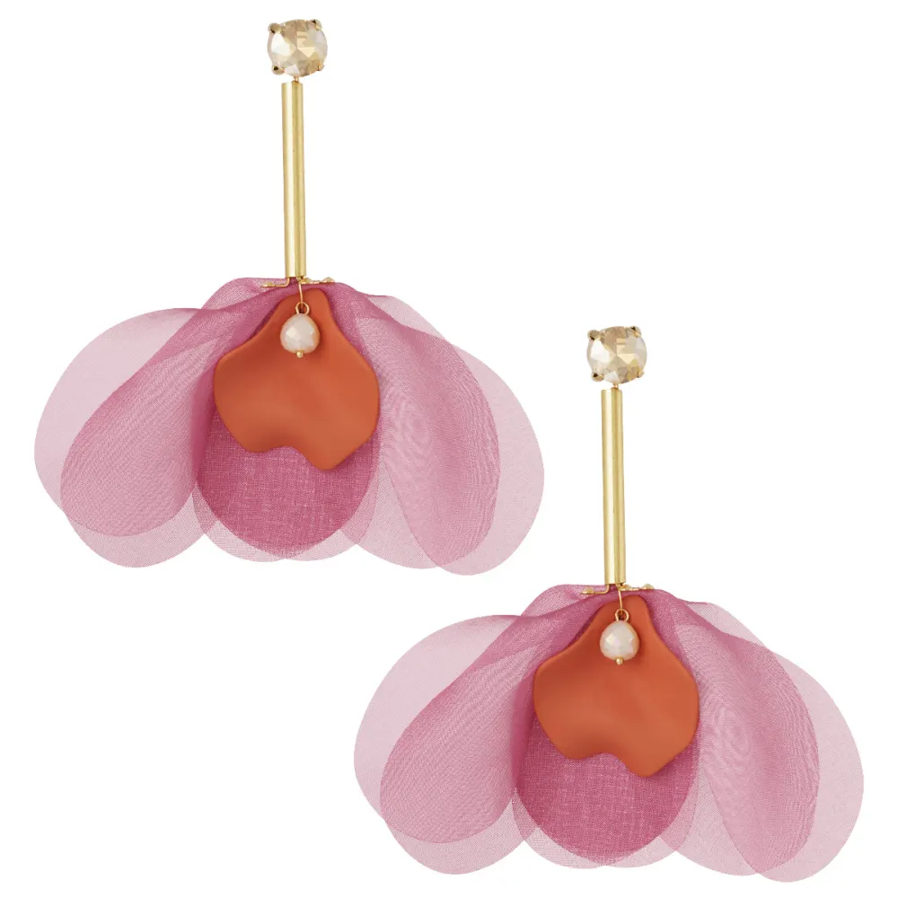 Oorbellen Happy Days goud roze