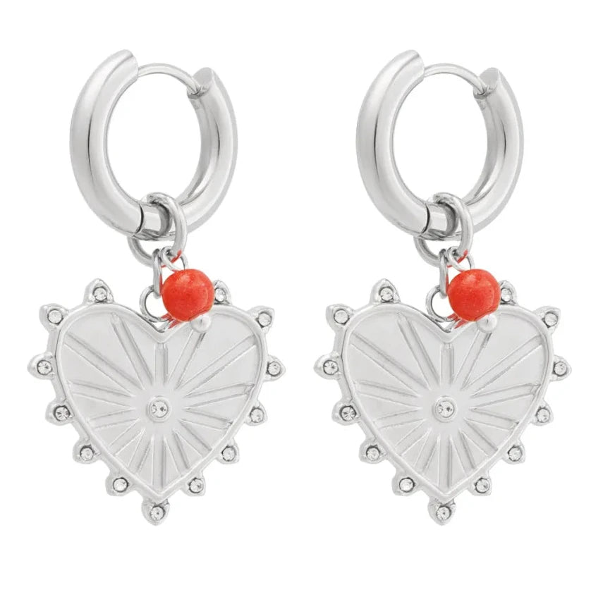 Oorbellen Hart Spikes zilver