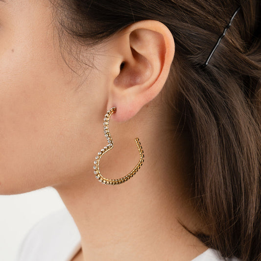 Oorbellen Hart Strass goud model