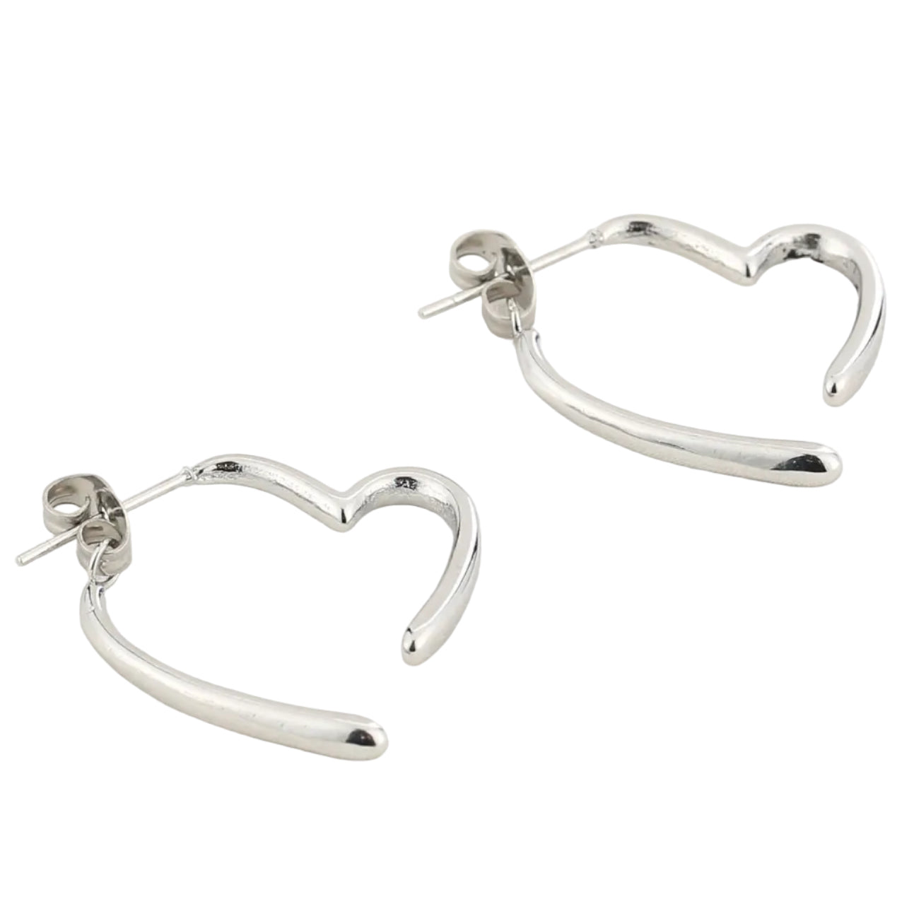 Oorbellen Hart zilver liggend