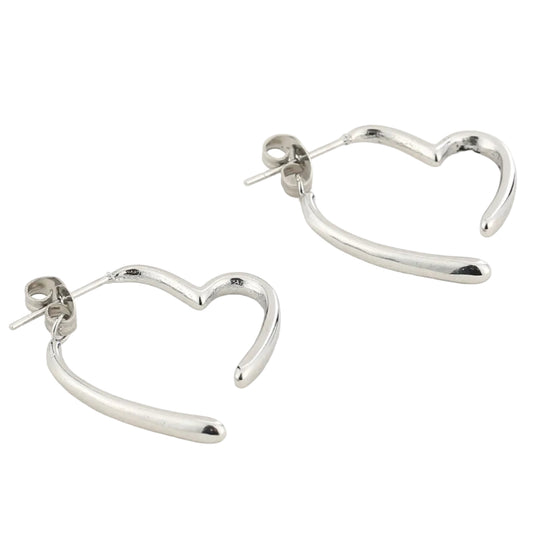 Oorbellen Hart zilver liggend