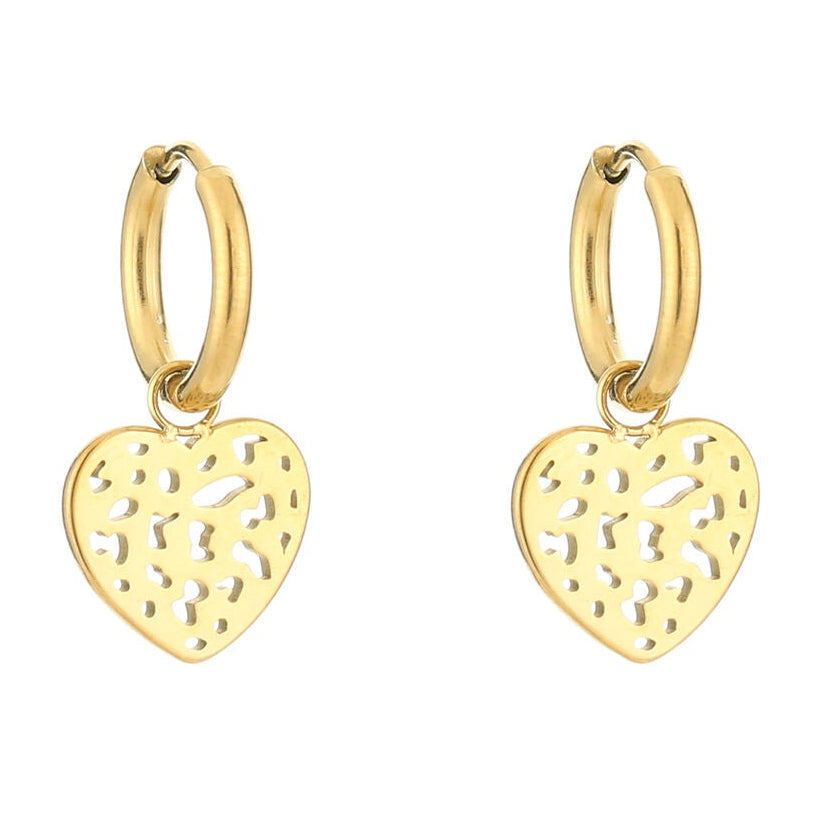 Oorbellen Hartje Luipaard goud