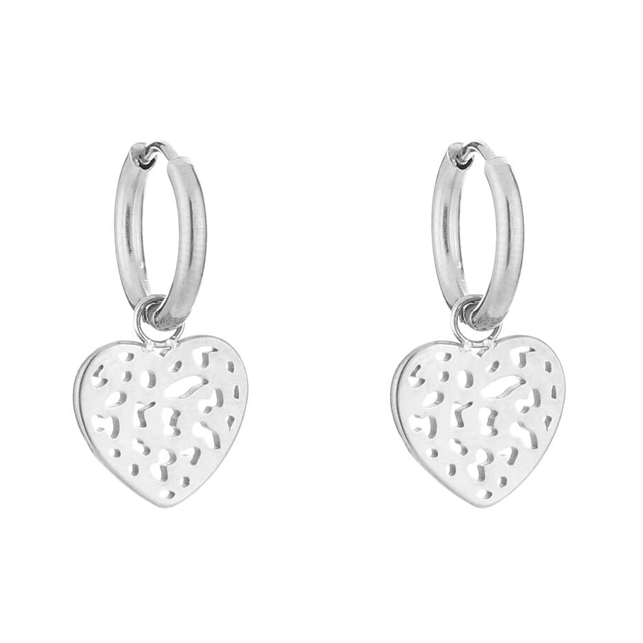 Oorbellen Hartje Luipaard zilver