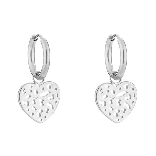 Oorbellen Hartje Luipaard zilver