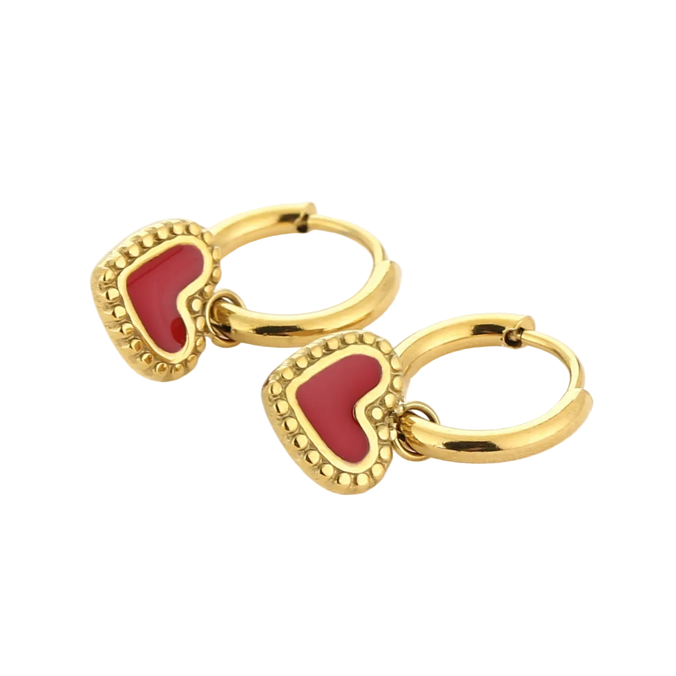 Oorbellen Hartje goud rood liggend