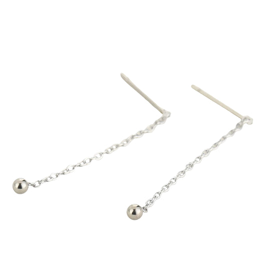 Oorbellen Ketting Balletje zilver liggend