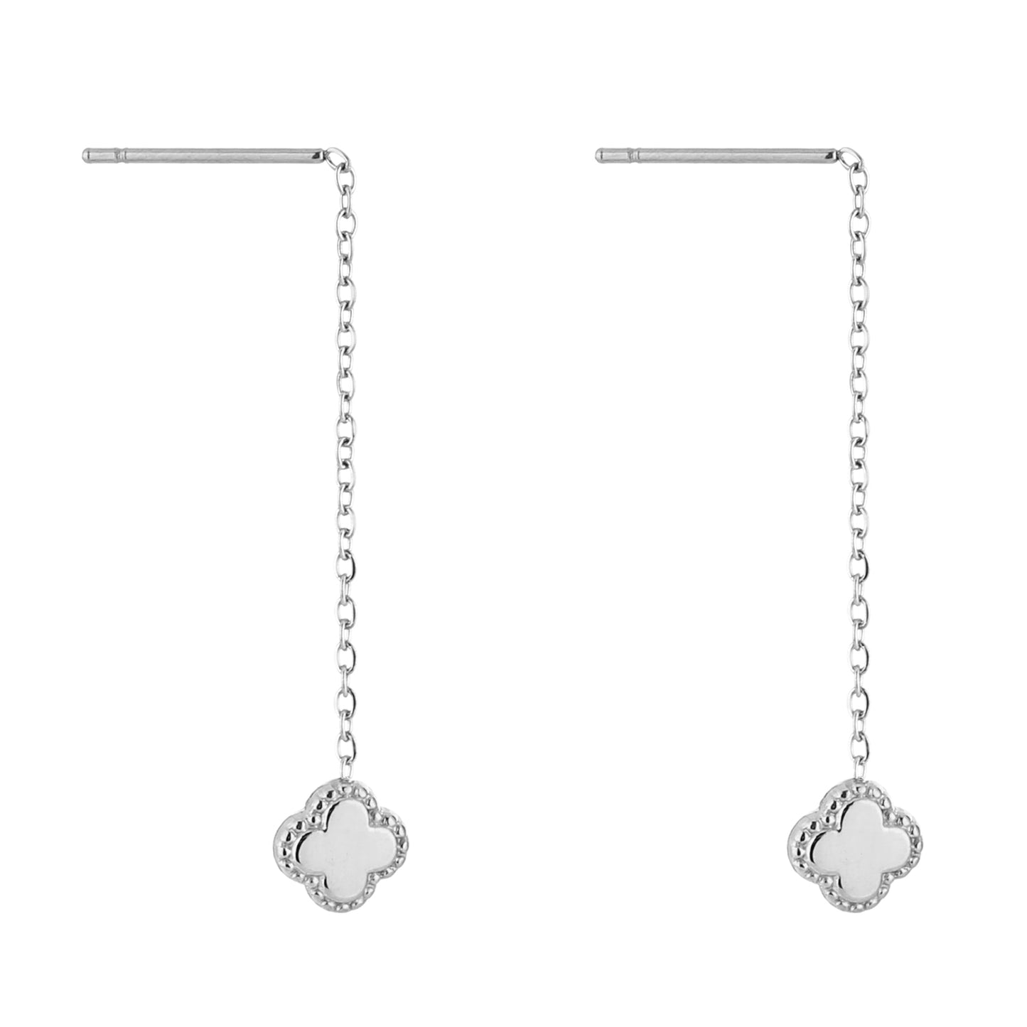 Oorbellen Ketting Klavertje zilver