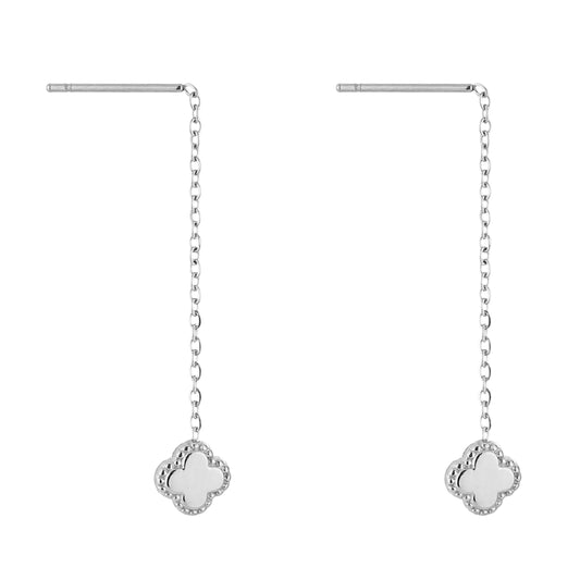 Oorbellen Ketting Klavertje zilver