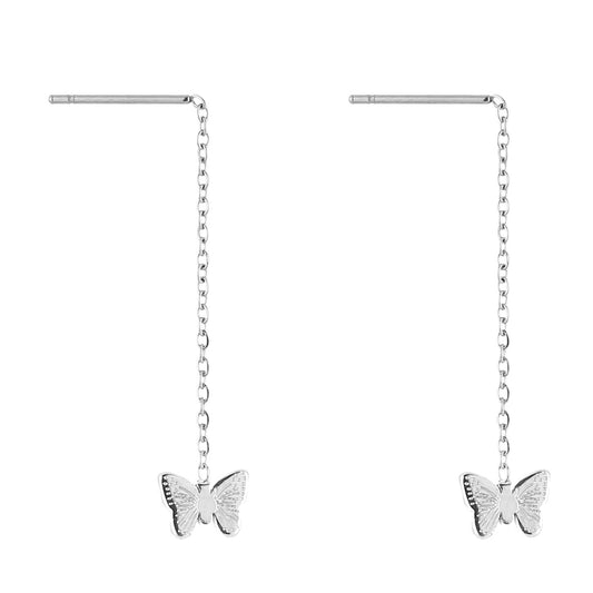 Oorbellen Ketting Vlinder zilver