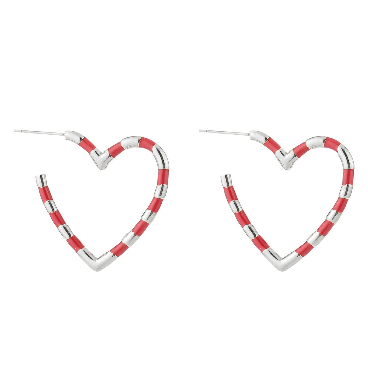 Oorbellen Kleurvol Hart zilver rood