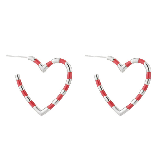 Oorbellen Kleurvol Hart zilver rood