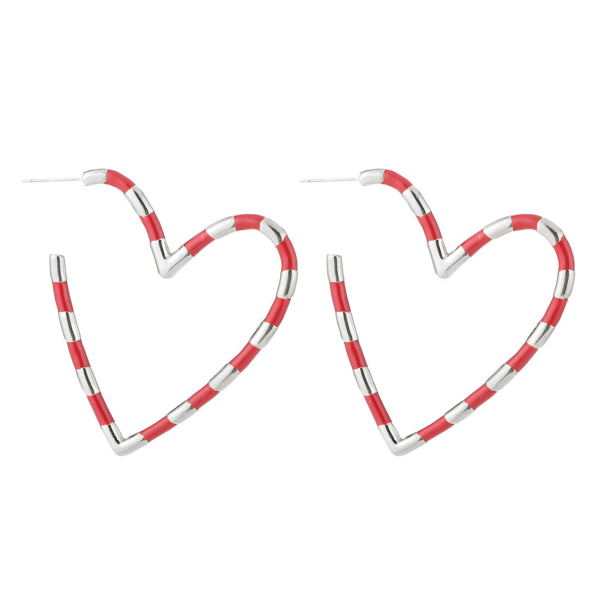 Oorbellen Kleurvol Hart zilver rood XL