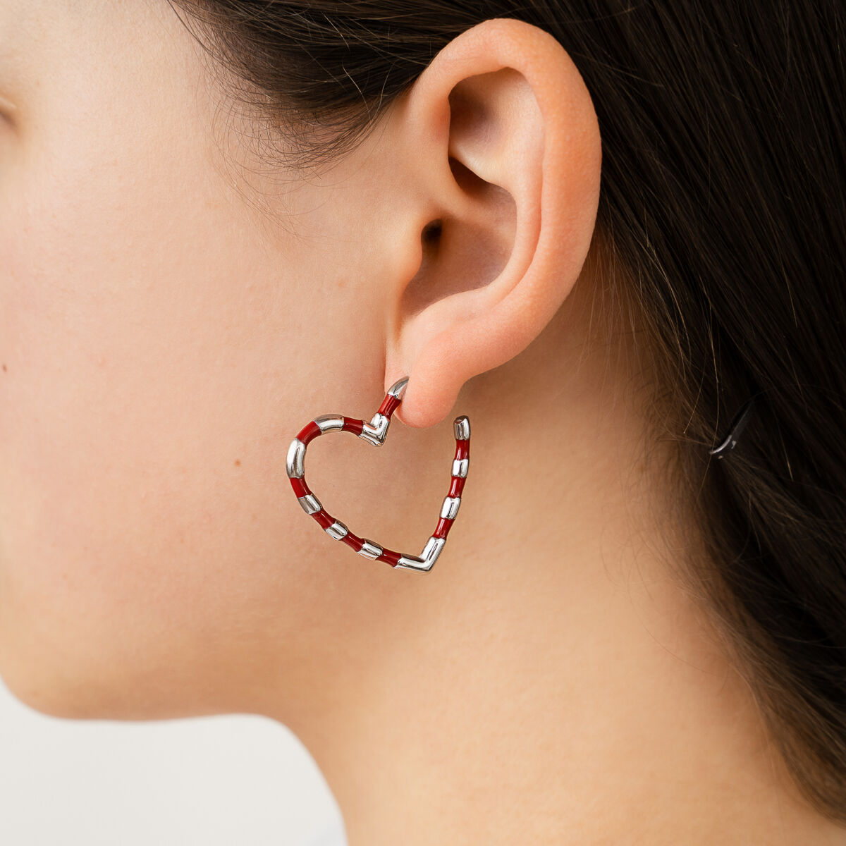 Oorbellen Kleurvol Hart zilver rood model